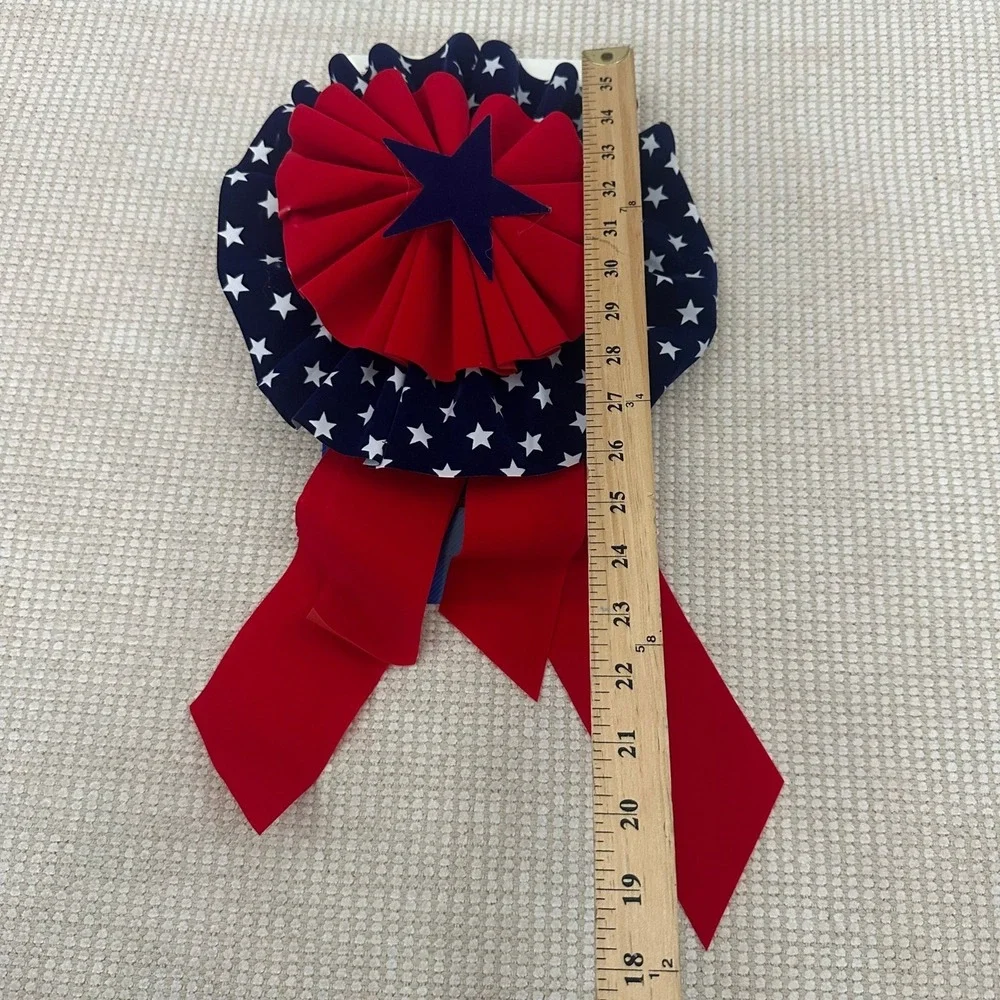 6pc Patriotic Bow and Rosette Set Red White Blue‎ Stars July 4th Americana Decor